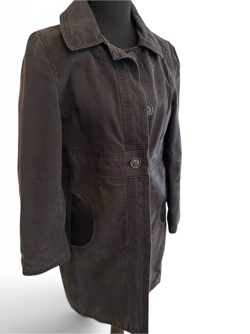 Marc Jacobs Women's M Black Denim Button-Front Trench Coat